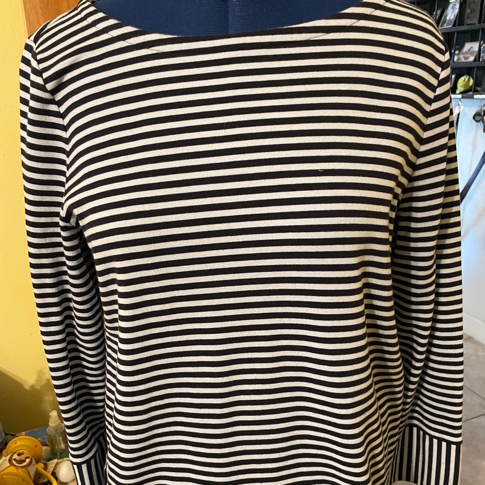 Talbots comfy, long sleeve blue and light blue striped top (OLCC)